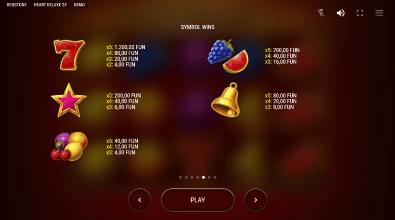 Heart Deluxe 2x - वाइल्ड दिल के विस्तार के साथ भुगतान तालिका