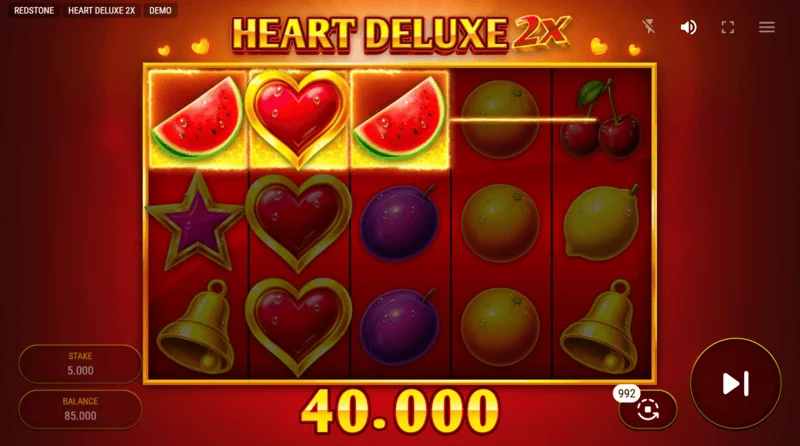 Heart Deluxe 2x - एक रील पर वाइल्ड के साथ जीत की कॉम्बो
